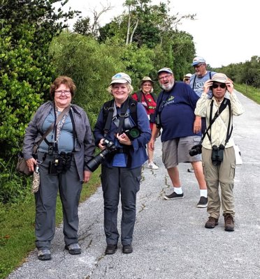 Park of our group on the Shark Valley trail: Mary, Jan, Hannah, Wes, Jane (in back), Dave and Phoenix