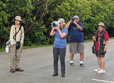 The rain quickly moved through and Phoenix, Jan, Wes and Hannah started looking for birds.