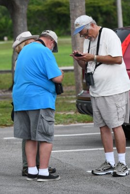 Jane (behind), Wes and Dave, in the parking lot at Brian Piccolo Park, Davie, FL