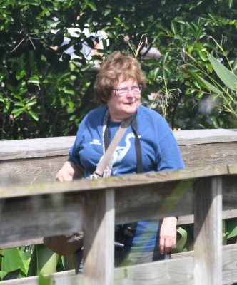 Mary, walking the boardwalk