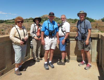 Sharon, Marion, Kurt, John and Steve, on the landing leading down to the Lake Quanah Parker dam