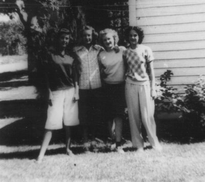 Mary Lou and Jackie and two friends--Juanita Arbuckle?