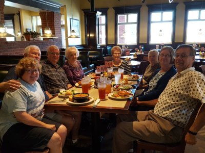 Mary, Steve, Gerald, Glenda, Betty P, Jackie, Kathy and Ron at Interurban, Mustang, OK, Sep 20, 2017