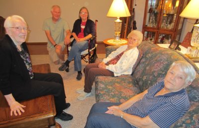 Norma Jean, Steve, Kathy, Mary Lou and Jackie at Norma Jean's house in Noble, OK, Oct 3, 2015