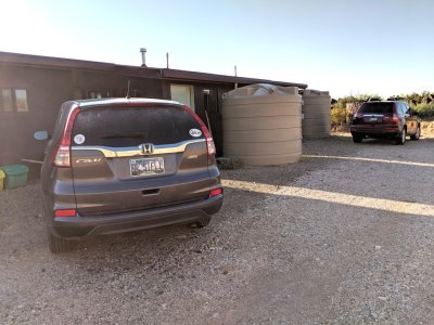 We parked at the back of the house.