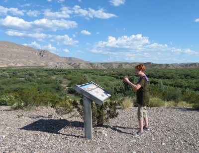 Nancy R got out to get a photo of the information sign at Boquillas Canyon.
