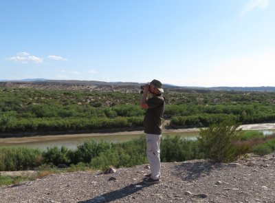 Steve, looking across the Rio Grande at Boquillas Canyon, Big Bend National Park, TX