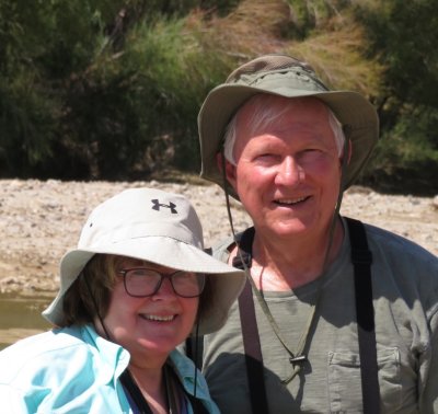 Mary and Steve, beside the Rio Grande at Santa Elena Canyon, Big Bend National Park, TX