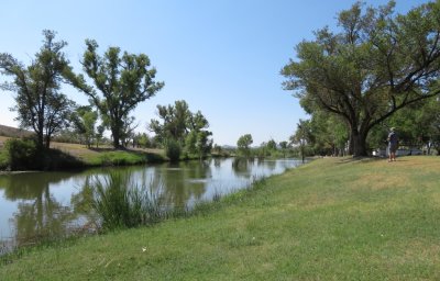 The small lake on the grounds of the park