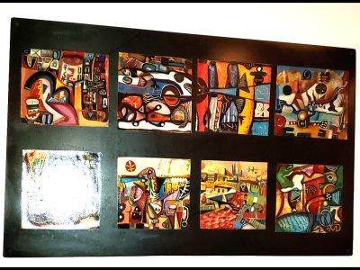 Mary found this multi-panel painting inside the restaurant.