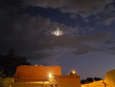 That evening, we went downtown to browse the shop windows and watch the moon in the clouds while we waited for Kraettli, Kay and Kevin to arrive for dinner.
