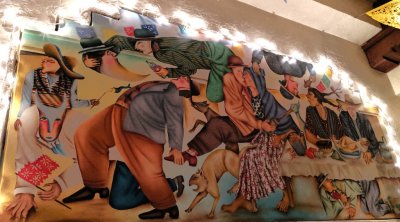 There were several colorful murals on the walls inside Pasqual's.