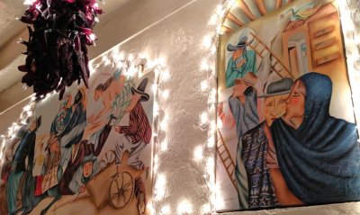 Wall art at Pasqual's, Santa Fe, NM