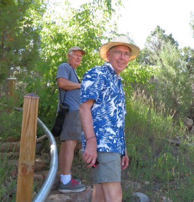 Steve and Kent, on the stairs above the Audubon center