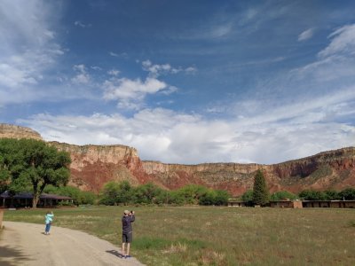 Mary and Kevin study the landscape at Ghost Ranch.