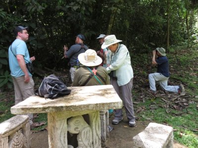 We rested in the opening next to the marsh at a table and benches carved from limestone.