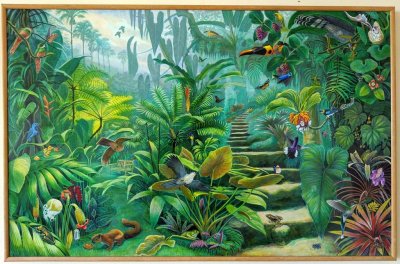 This painting of the biological station hung on the wall in the dining room.