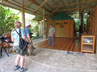 At the pavilion, they had a rule that we remove our shoes before walking on the wood floor; Chito already had his shoes off, enjoying the shade, when we got back from our rooms.