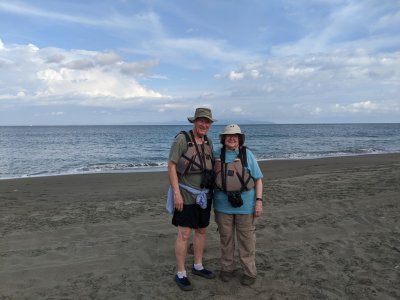 Steve and Mary on the beach at Golfo Dulce, Costa Rica