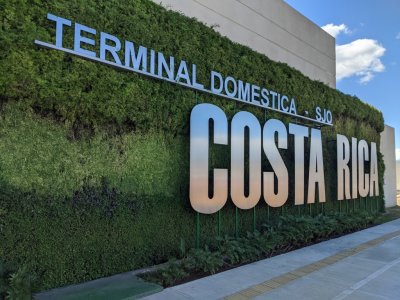 Mary was taken with the vertical plantings on the outside wall of the airport.