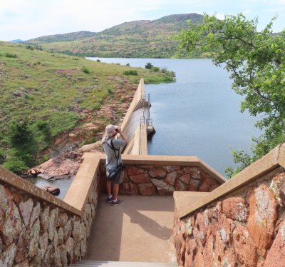 Steve, looking and finding little at Jed Johnson Lake dam