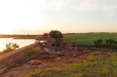 The dam and fish ladder at French Lake dam