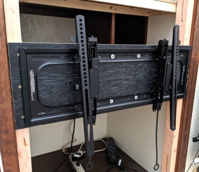 The brackets have a scissor braces that allow the TV to extend out from the mount 4-6.