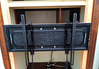 Front view of mount with brackets in place before being attached to the back of the TV