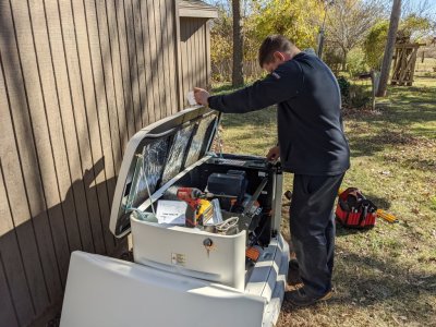 Next, Aaron started entering codes into the unit's electronics.