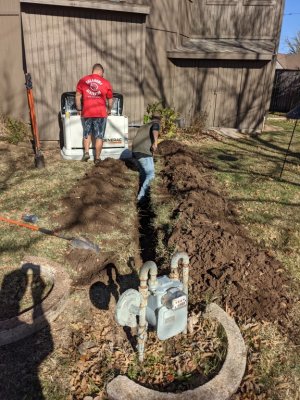 It got warm by the time they got the trench dug.