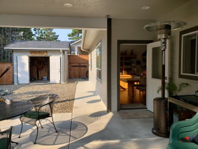 Looking into the dining room from the patio.