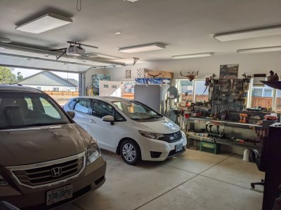 The spacious and well-organized garage