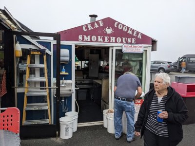 The crab cooking shed at Tony's in Bandon, OR