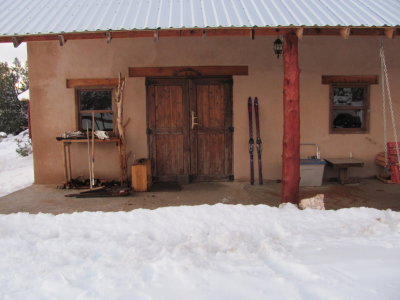 Skis in front of the Casa in Baja - I love it