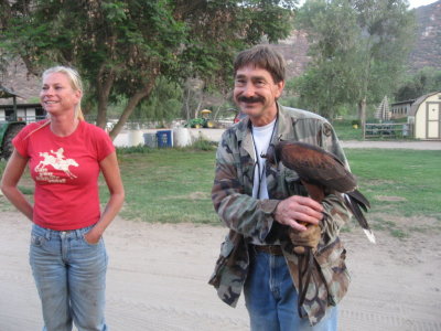 Courtney and her father with Birdie