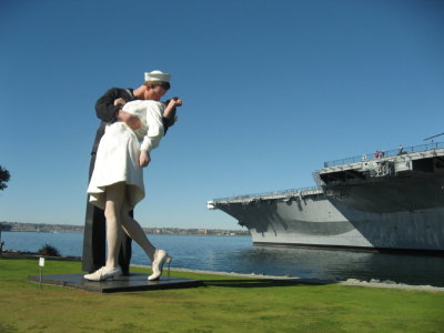 In front of the USS Midway