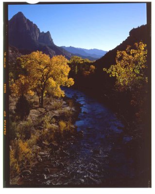 4x5 Zion Bridge looking towards the Watch Tower Mtn.