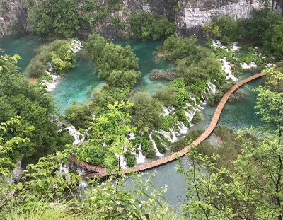 Looking down on Plitvice Lakes