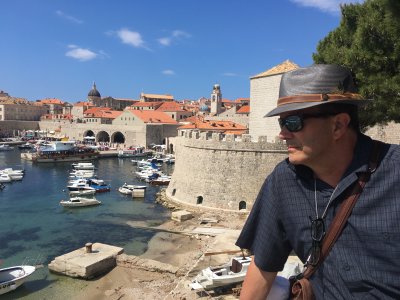 Jim and the harbor of old town, Dubrovnik 