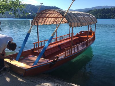 A pletna boat on Lake Bled