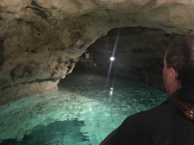 We explored an underground limestone cave by boat!