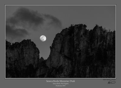 Seneca Rocks Moonrise Dusk H BW.jpg