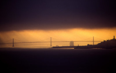 Bay Bridge and San Francisco at dusk