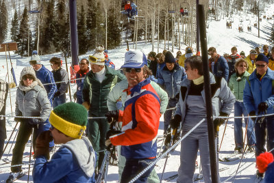 Dan back in lift line with Nancy Stover