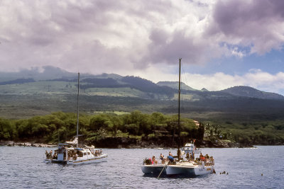 Dive/snorkel boats off Moloka'i