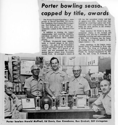 Porter Bowling Team Champs