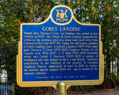 Historical plaque about Gore's Landing