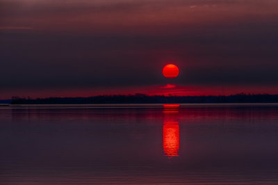 Red sun rising over the Bay of Quinte