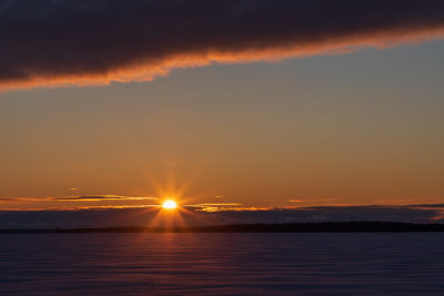 Sunrise across the Bay of Quinte with low clouds 2020 February 20.