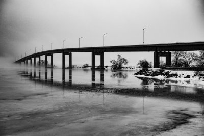 Norris Whitney Bridge on a foggy afternoon